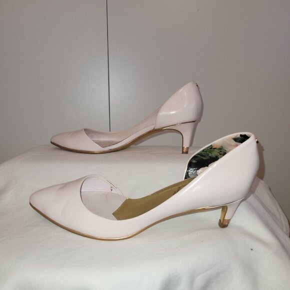 Ted Baker Zenadia Patent Leather Kitten Heels in Pastel Pink Size 6.5 - Picture 8 of 12